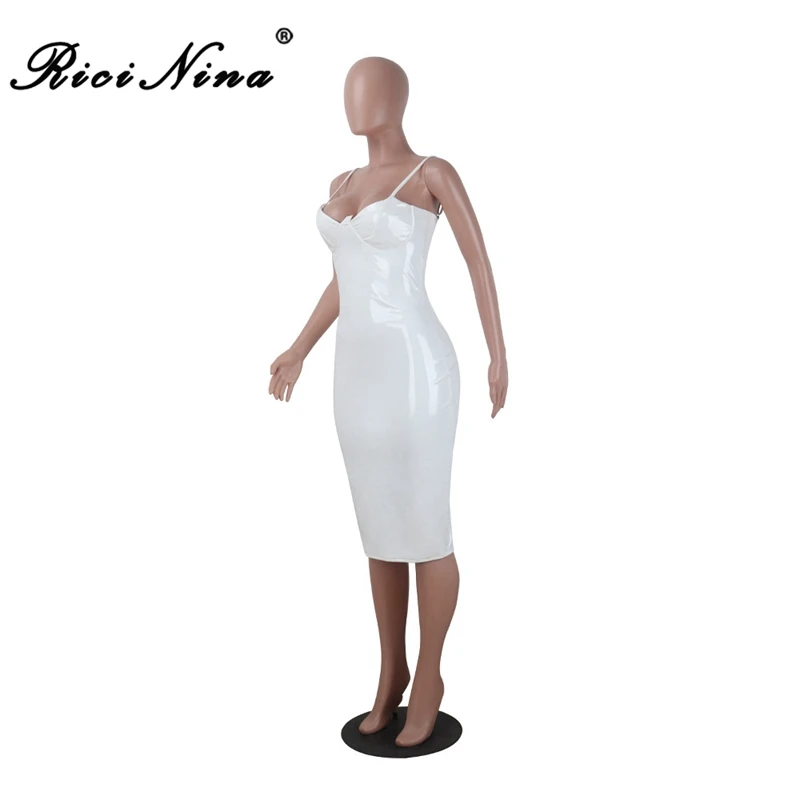 RICININA 2019 Sexy Bodcon Dress Women Spaghetti Strap V-neck Sleeveless Solid Dress Ladies Summer Knee Length Party Dresses RICININA 2019 Sexy Bodcon Dress Women Spaghetti Strap V-neck Sleeveless Solid Dress Ladies Summer Knee Length Party Dresses