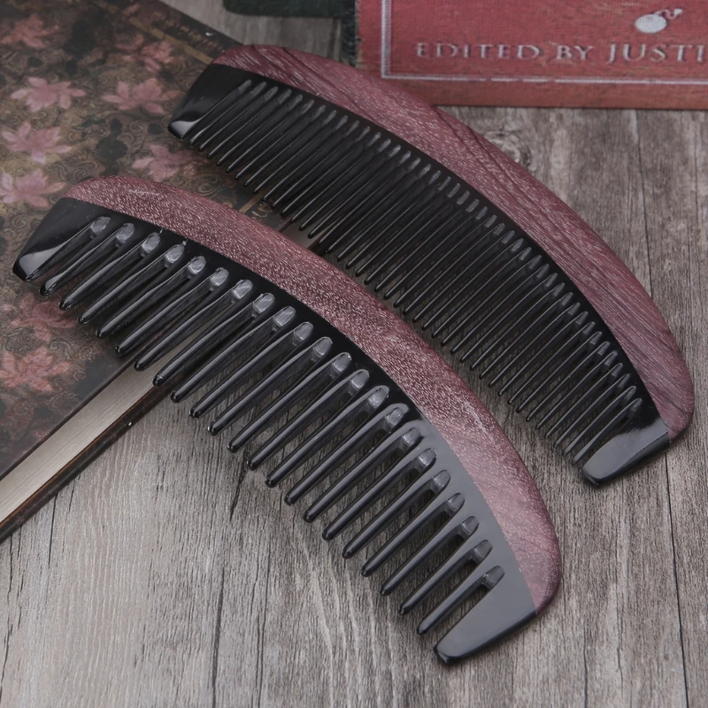 

1 Set Evolatree Purpleheart Horn Wood Comb Handmade Natural Wooden Comb Anti-static New Design Hot