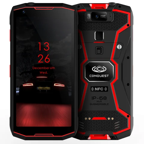 Original Conqest S12 Phone 6GB RAM 128GB ROM IP68 DMR Walki Talkie Waterproof Phone 8000 mAh 21MP NFC Not support Google Store