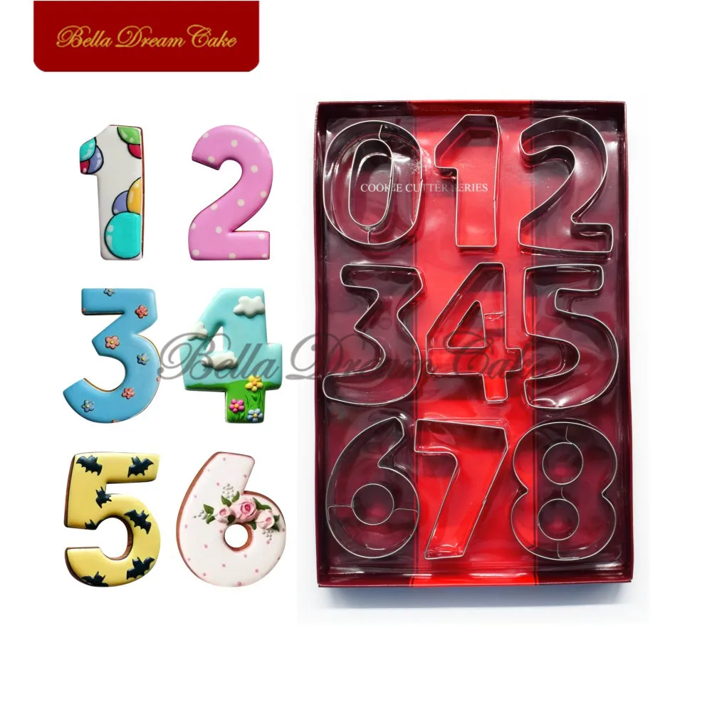 

3D Premium Stainless Steel Creative Number Shaped Cookie Cutter Set DIY Biscuit Mold Fondant Cake Decorating Tool Bakeware