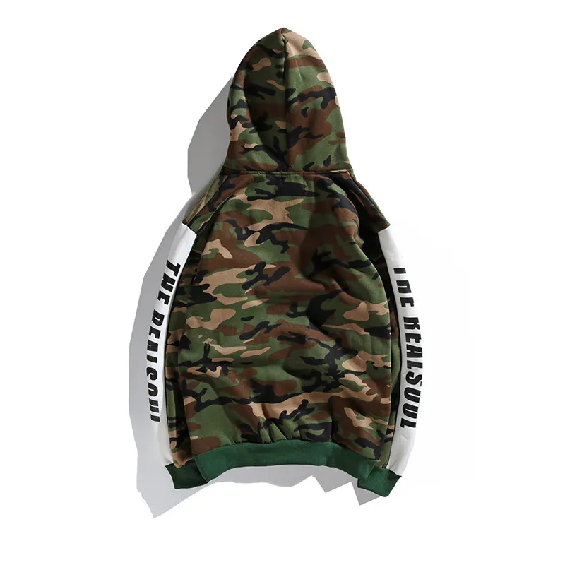 2019 New Men Hip Hop Hoodie Streetwear Camouflage Patchwork Letter Print Sweatshirts Pullover Harajuku Japanese Fleece Hoodie