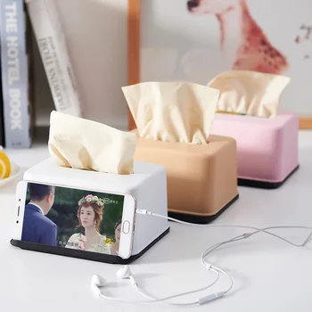 

Multifunctional Creative Living Room Tissue Box with Mobile Phone Rack Lazy Simple Tray Plastic Coffee Table Napkin Tray 4