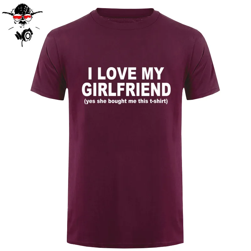 Новая модная футболка с принтом I Love My Girlfriend, забавная Мужская Подарочная Футболка с принтом бойфренда, хлопковые футболки с коротким рукавом