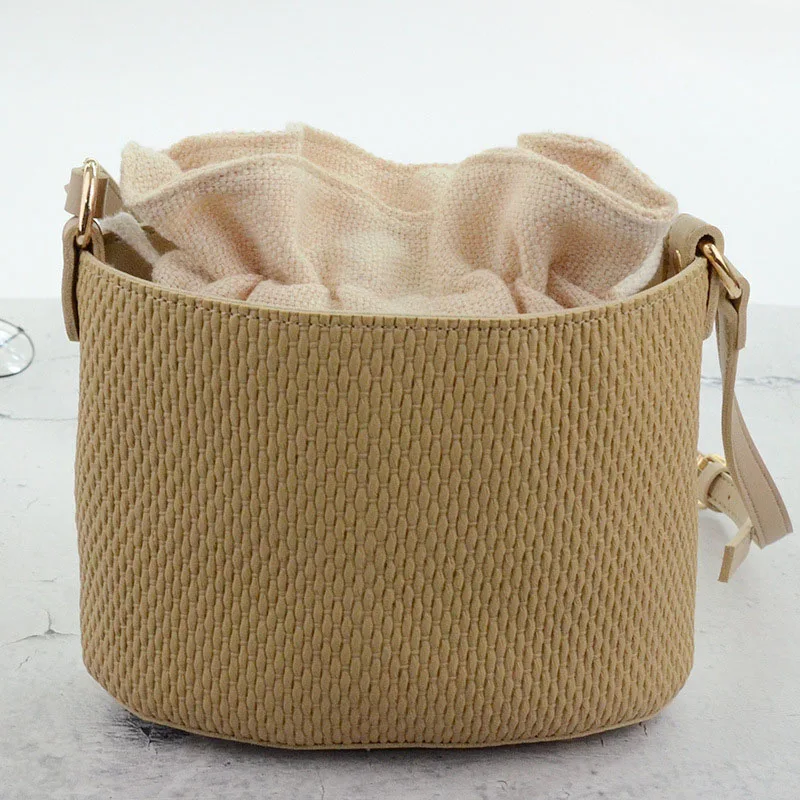 Summer Fashion Women Drawstring Straw Bags INS Popular Female Beach Travel Handbag Lady Knit Shoulder Bag Weave Crossbody SS3376 (6)