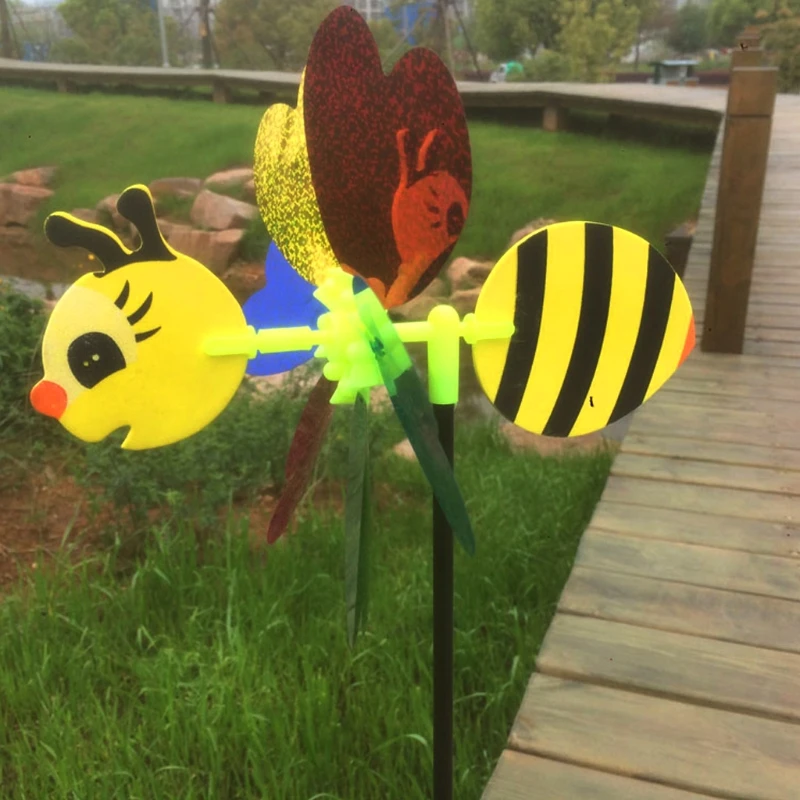 Пчела ветряная мельница газон сад 3D цвет случайный вертушка прекрасный Декор пластик ветер Spinner открытый насекомое красивая игрушка