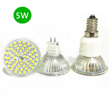 

No Flicker 5W 3528 SMD GU10 G5.3 E14 MR16 LED Lamp 220V 12V 2835 LED Corn Bulb Spotlight Energy Saving Lamp Glass shell Light