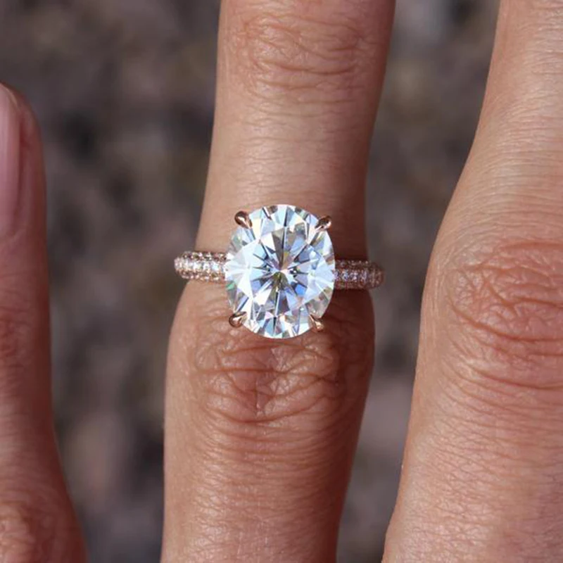 2019 Fashion Crystal Rings With Rhinestone Wedding Engagement Love Ring Female Rose Gold for Women Trend Jewelry Bague | Украшения и