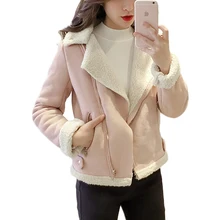 Модные куртки и пальто из овечьей шерсти для женщин на молнии плюс бархатная Женская куртка осень зима теплая верхняя одежда с длинным рукавом для женщин