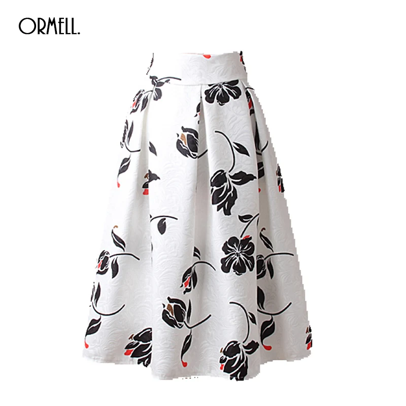 Gran venta! ¡Novedad! faldas de moda para mujer, faldas de otoño con estilo para mujer, Falda Midi plisada elegante con flores blancas|pleated midi skirt|midi skirtfashion skirt - AliExpress