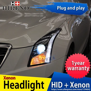 

Hireno Headlamp for 2014-2017 Cadillac ATS-L ATS Headlight Headlight Assembly LED DRL Angel Lens Double Beam HID Xenon 2pcs
