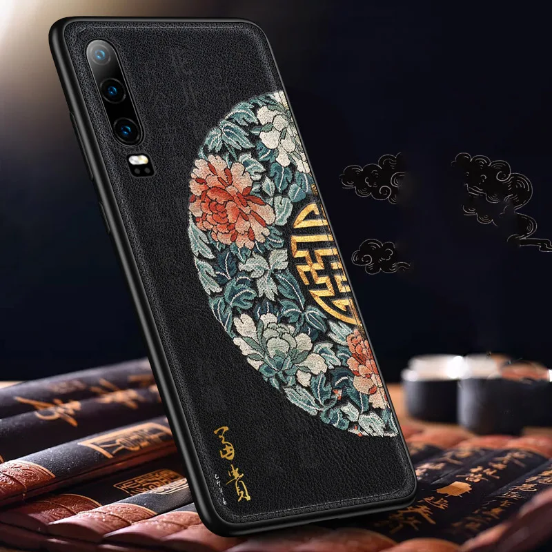 

Aixuan Leather For Huawei P30 Pro Phone Case 3D Emboss Patterned Leather silicon back cover cases for Huawei P30 P30Pro Capa