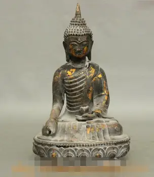 

S03044 12" Folk Chinese Bronze Technics Thailand Shakyamuni Sakyamuni Buddha Statue