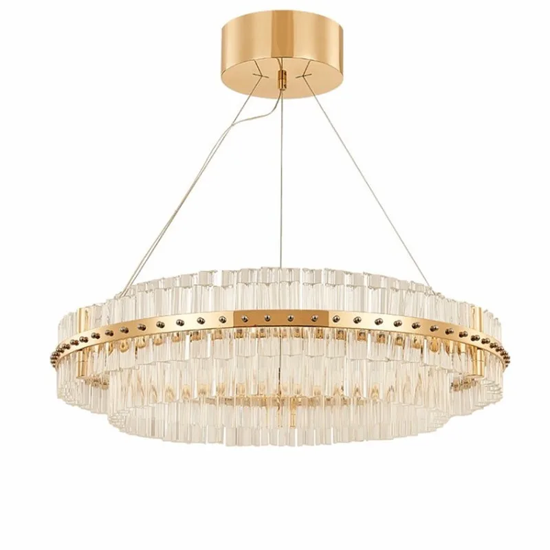 European Luxury Crystal Pendant Chandelier Led Lamp Post Modern European Luxury Crystal Pendant Chandelier Led Lamp Post Modern Round Stripe Creative Lighting Fixture In Lights From On