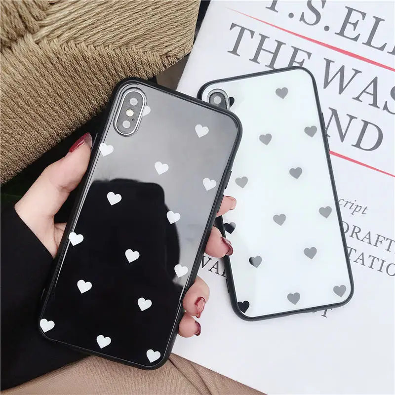 

Tempered Glass Case For iphone X XR XS Max Love Heart Cover For iphone 6 6S 7 8 Plus 7plus 8plus 6SPlus coque fundas Shell