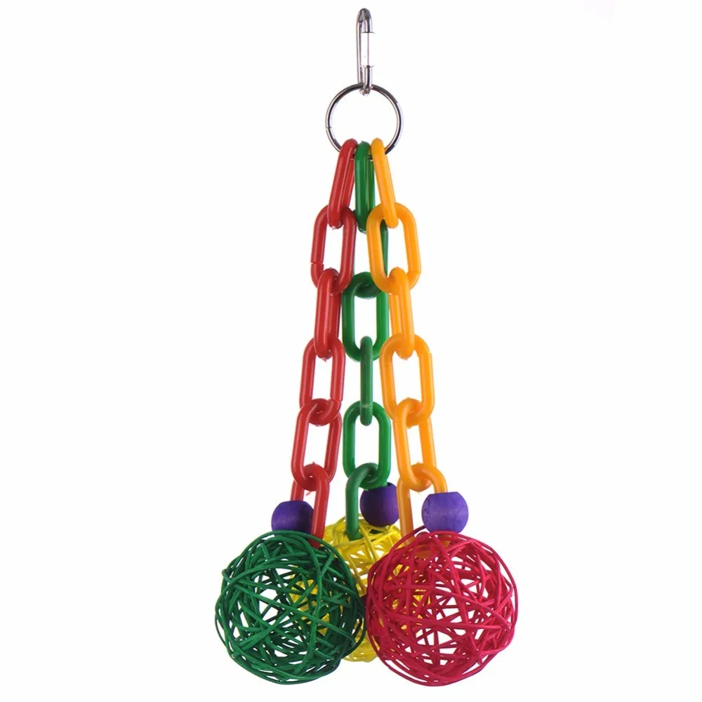 Colorful Bird Chew Toy Natural Safety Cage Aviary Swings Ball Hanging