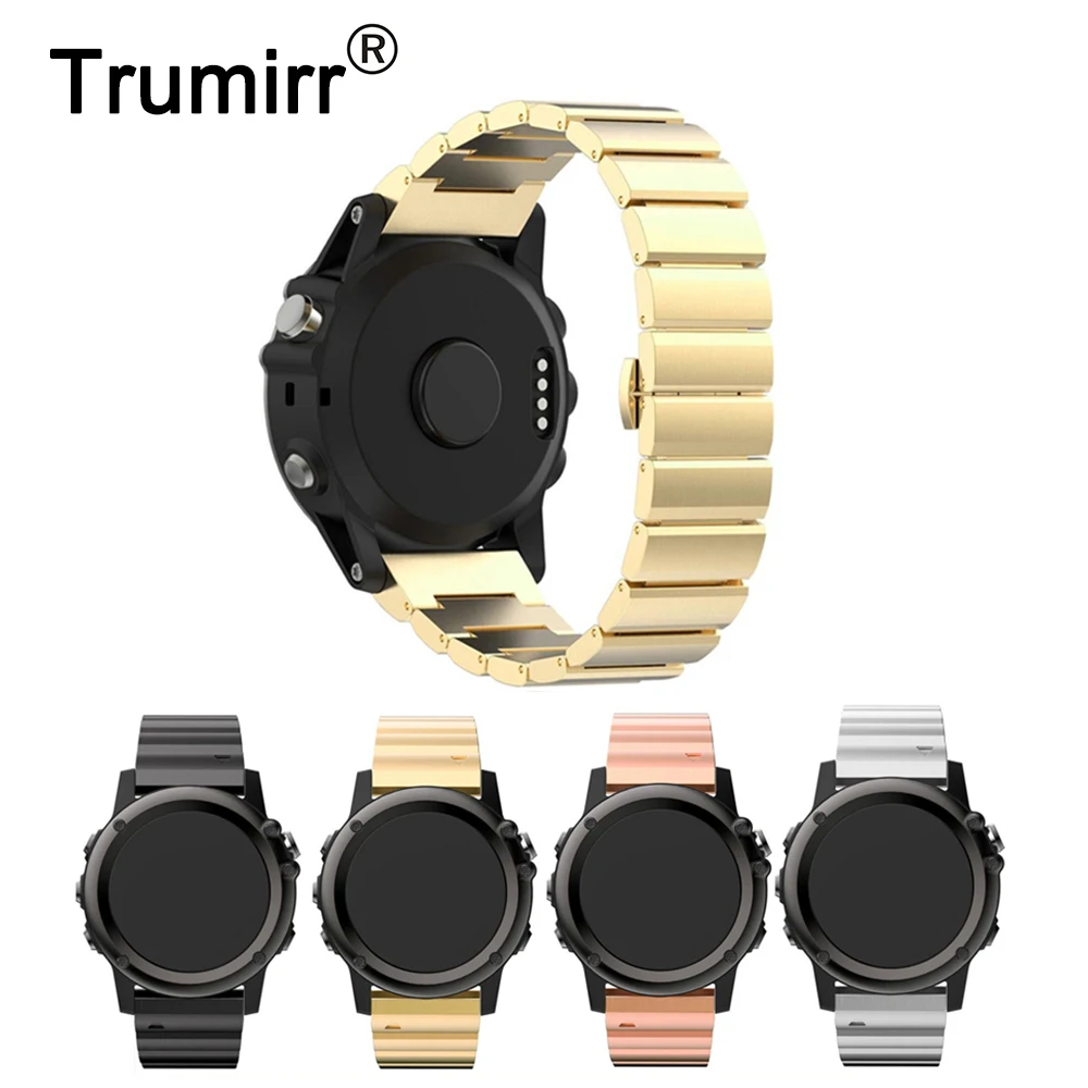 Ремешок для часов Garmin Fenix 3 HR 5X из нержавеющей стали ремешок с пряжкой-бабочкой