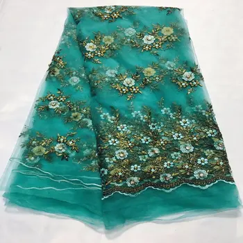 

Green lace 5yard / lot high quality guipure cord lace fabric 2018 latest african guipure lace / cord fabric