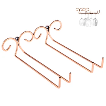 

1PC Wine Glass Hanger 2 Rows Wall-Mounted Bronze Stylish Glass Holder for Home