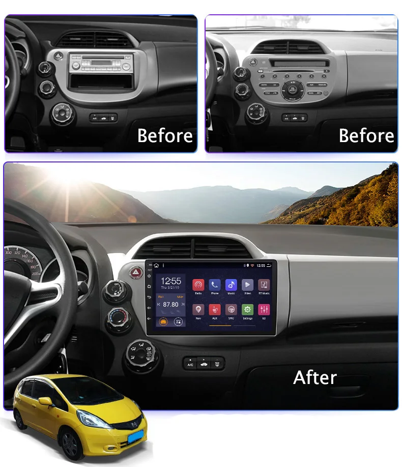 Discount 2G RAM 32G ROM 10.1 Inch Full Touch Android 8.1 GPS Navigation For Honda FIT JAZZ 2008-2013 Stereo System 3