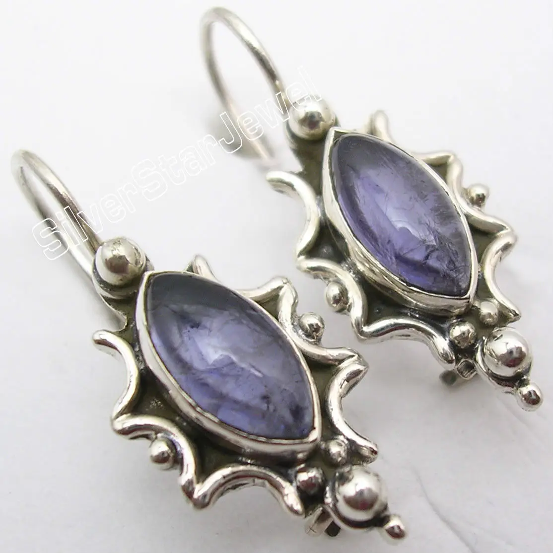 

Silver Designer IOLITE Pretty Dangle Earrings 2.6CM Religion Jewelry Variation