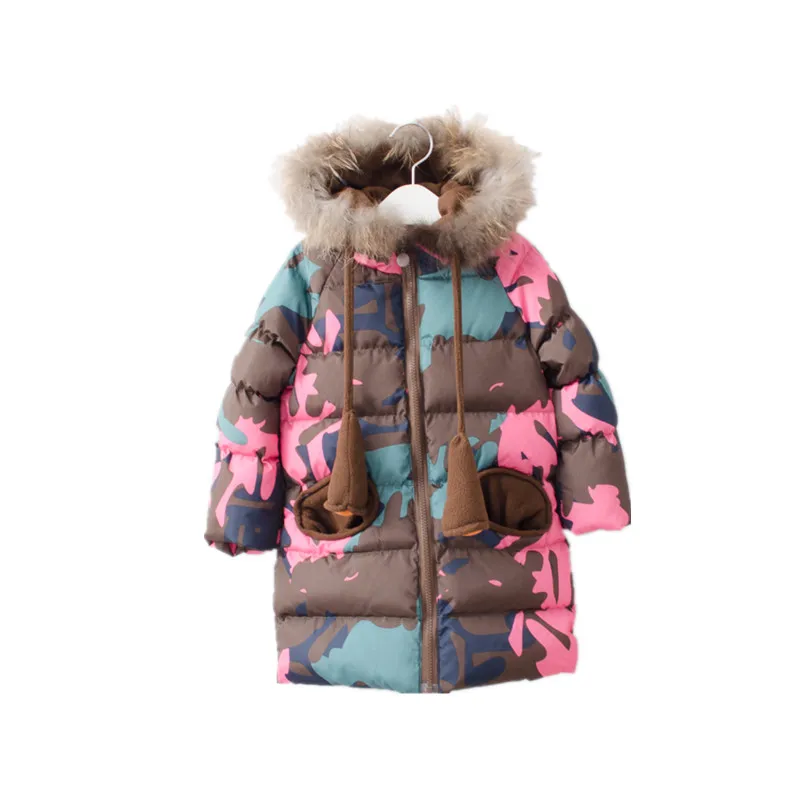 

baby girl winter jacket girl coat children's winter Jacket kids parka for girl real fur on hood new year costume baby Outerwear