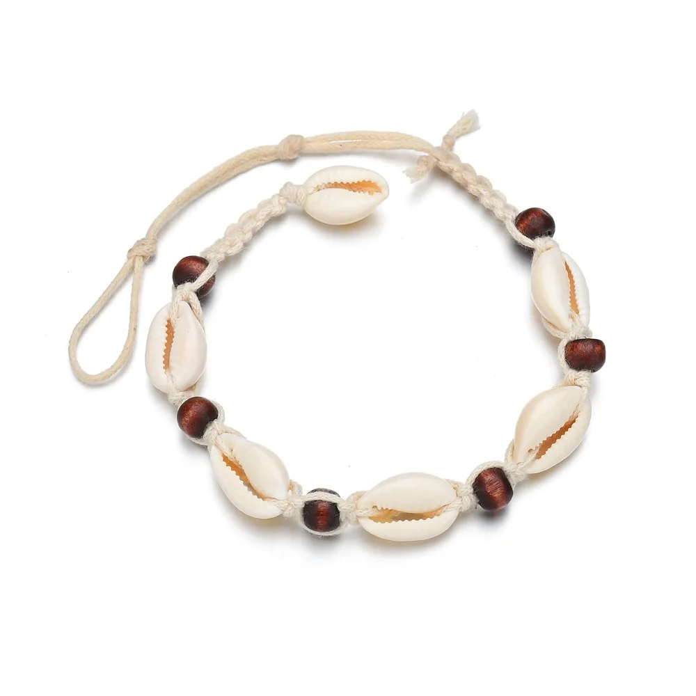 

Hot Sale Handmade Natural Seashell Hand Knit Bracelet Shells Bracelets Women Accessories Beaded Strand Bracelet
