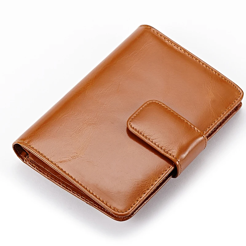 

Lomelobo Oil wax cowhide Women's 100% Genuine Leather wallets Short design buckle Woman wallet Credit Card Coin Purses HPL3334