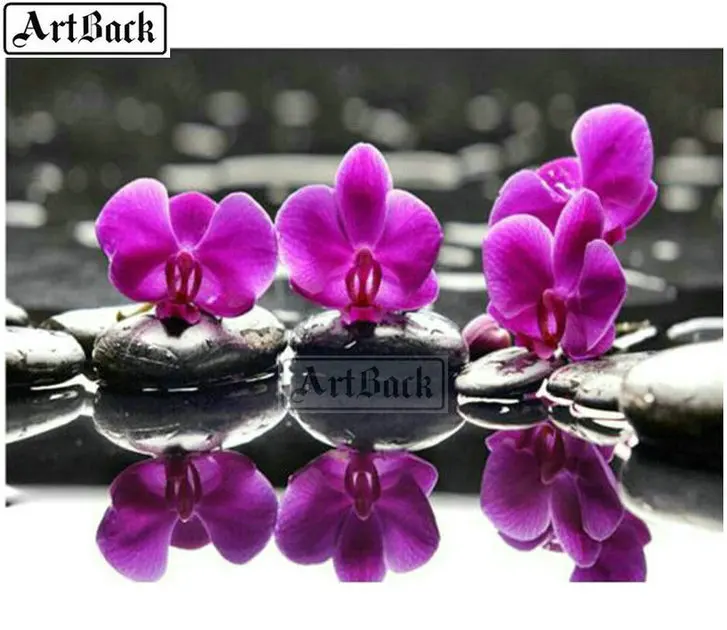 

New 5d diy diamond painting flower water full square / round diamond embroidery 3d mosaic home decoration purple flowers