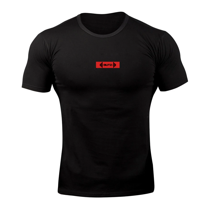 Модная мужская футболка из хлопка, дышащая мужская футболка с коротким рукавом для фитнеса, футболка для тренажерного зала, облегающая Повседневная летняя футболка