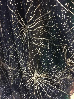 

Glued Glitter sequins lace fabric african tulle mesh fabric for wedding dress/evening dress SILVER WHITE GOLD NAVY BLUE
