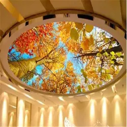 Beibehang фото обои на заказ росписи осенние листья природа пейзаж солнце фоне обоев потолок 3d роспись современный