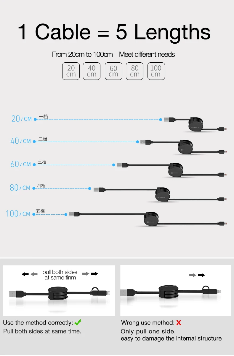 CAFELE 3 стиля 100 см Выдвижной USB кабель для быстрой зарядки для iPhone X Xs 8 7 5S 6s 6 plus micro type-c для samsung xiaomi huawei