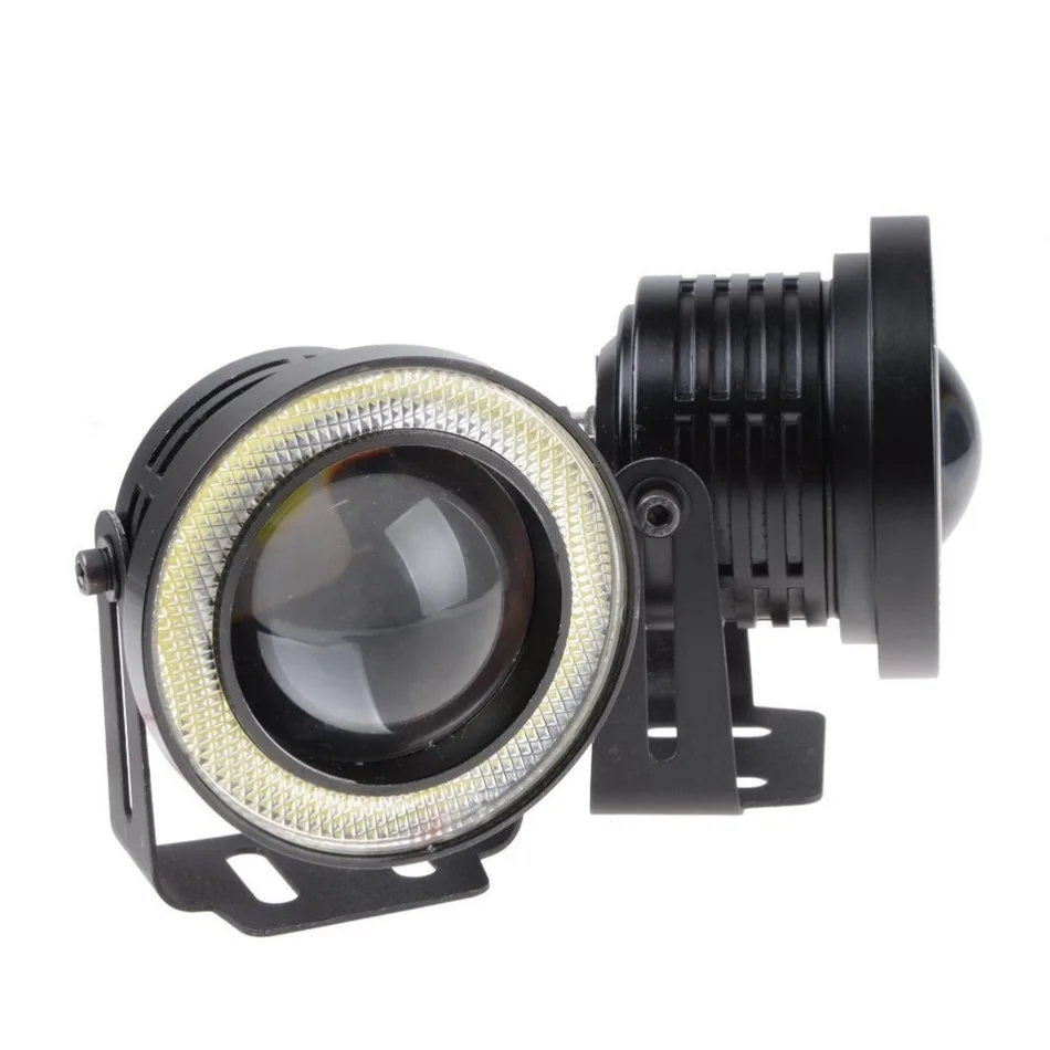 Hotest 2pcs/lot Universal 3.5 inch 90mm 30W Led COB Fog Lamp Car Auto Fog Angel eyes light with Lens DC12V-24V AI