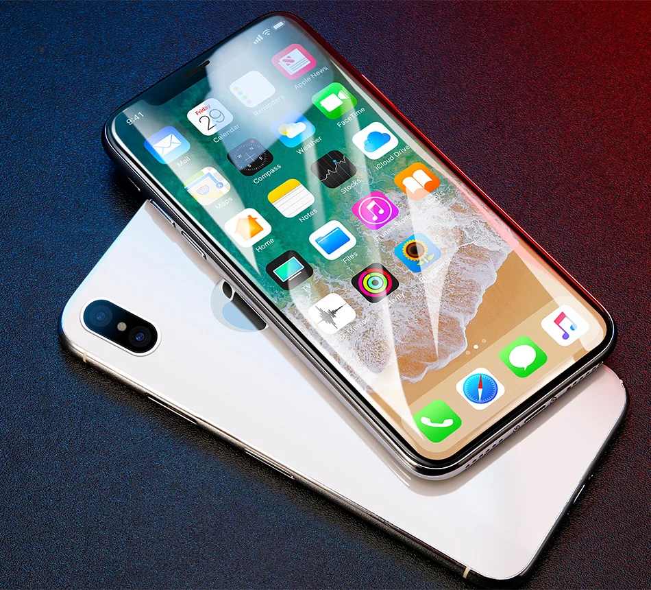 Baseus 0,2 мм Защита экрана для iPhone X 6D полное покрытие 9H закаленное стекло для iPhone X 10 переднее защитное стекло пленка