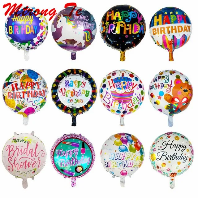 10 шт с днем рождения 18 дюймов празднование круглой формы фольги гелиевые шары для детского дня рождения воздушные шарики, детские игрушки Globs