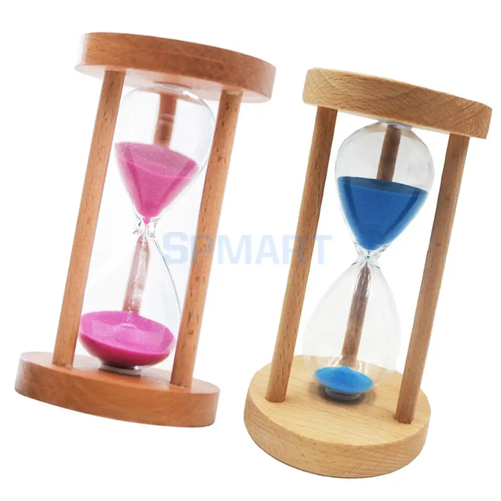2pcs 15 Mins Wooden Framed Sand Glass Clock Hourglass Sandglass Timer Art Craft Home Office Decor Kids Gift