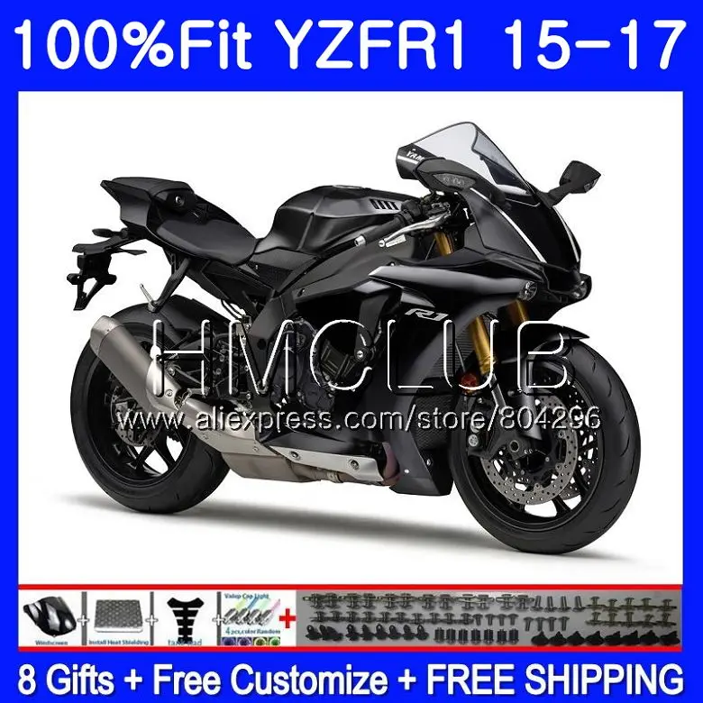 

Injection Kit For YAMAHA YZF R1 1000 YZFR1 15 16 17 113HM22 YZF R 1 YZF-1000 YZF1000 YZF-R1 2015 2016 2017 Gloss black Fairing