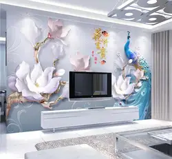 Заказ росписи 3d фото обои рельефные цветы богатые современный минималистский Павлин задний план стены декоративные обои