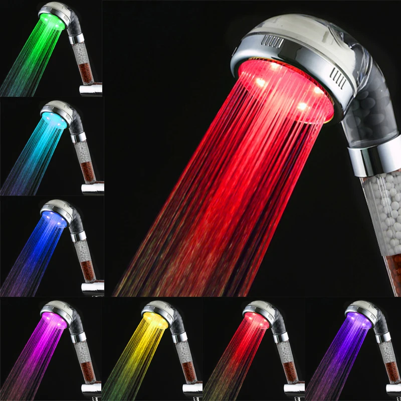 Three Energy Ball Anion LED shower head 8008 B22 1in Shower Heads from