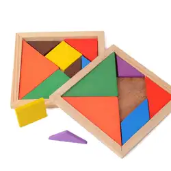 100 шт. Деревянный Tangram 7 шт. головоломки Красочные Площадь IQ Game Логические Интеллектуальные развивающие игрушки для детей