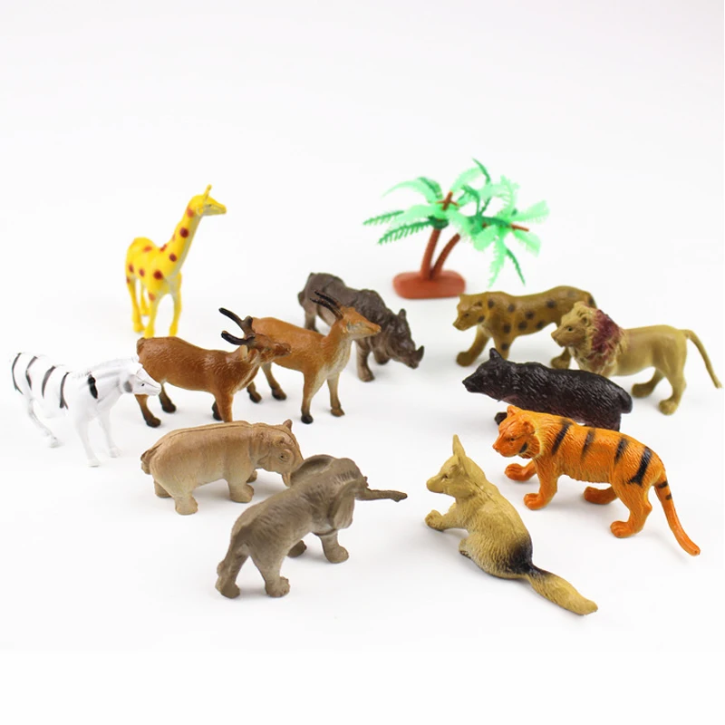 12pcs/set Kids Develop intelligence Vinyl animals simulation zoo size 5