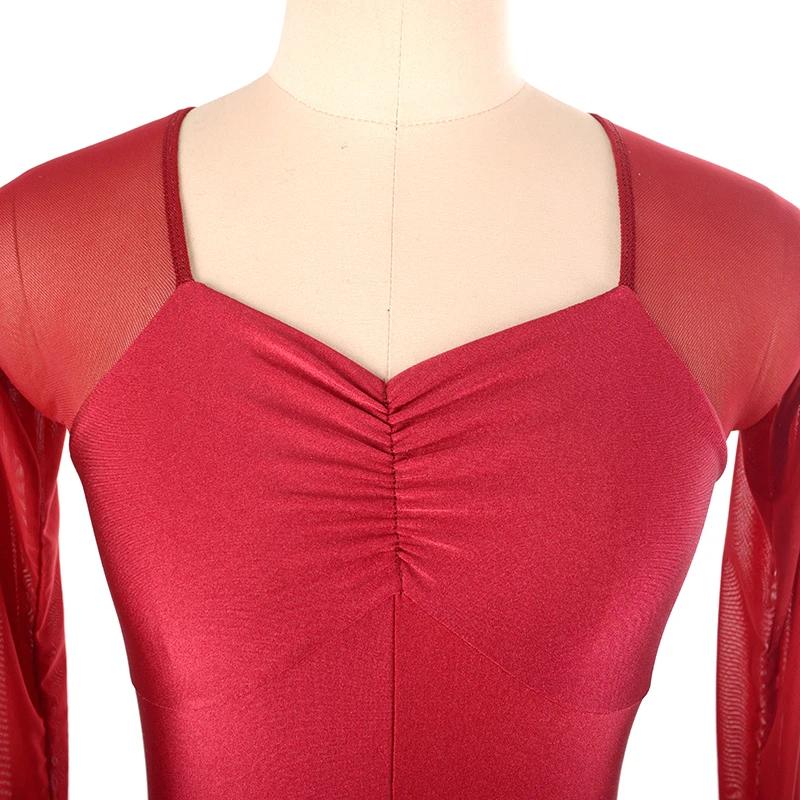 Nasinaya Figure Skating Tights Long Sleeve Jumpsuit Girl Kids Woman Skating Costume Gymnastics Mesh Sleeves