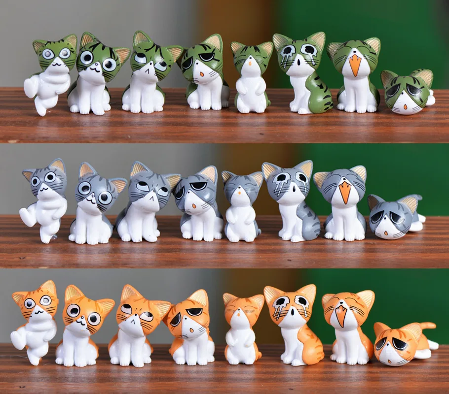 

3 Colors Kawaii cats Terrarium Miniatures Action & Toy Figures Mini Garden Decoration Animation Figurine Plastic Crafts