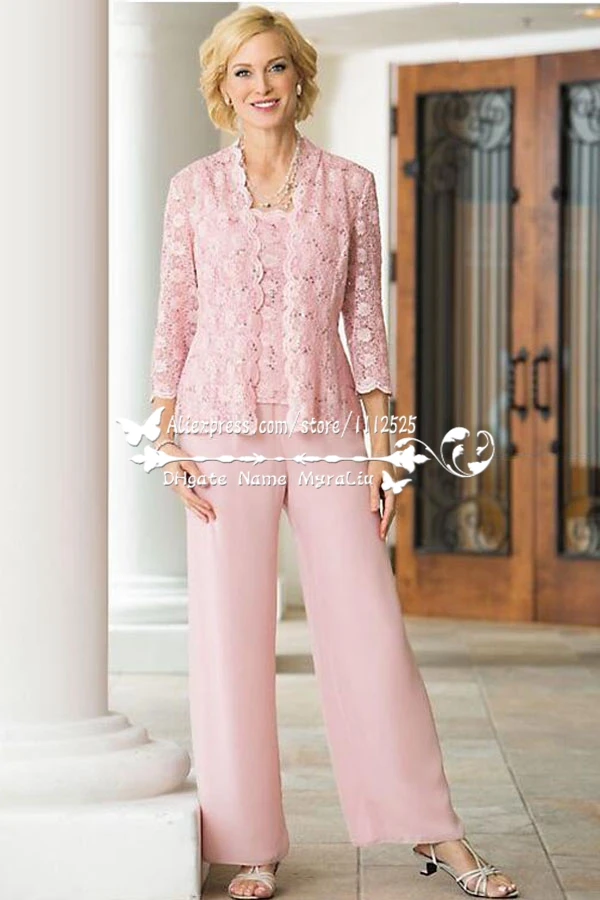 AMP 1212 3PC Pink lace Trousers set Mother of the bride