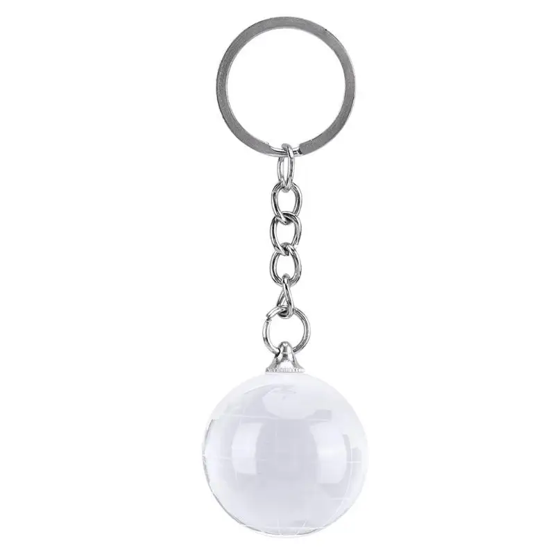 

3D Round Globe Artificial Crystal Keychain Glass Ball Engraving Pendants Sphere Decoration Ornaments Gift Home Decor
