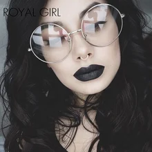 ROYAL GIRL, Женские оправы для очков, Ретро стиль, большие размеры, металлическая оправа, прозрачные линзы, круглые классические очки, очки SS340