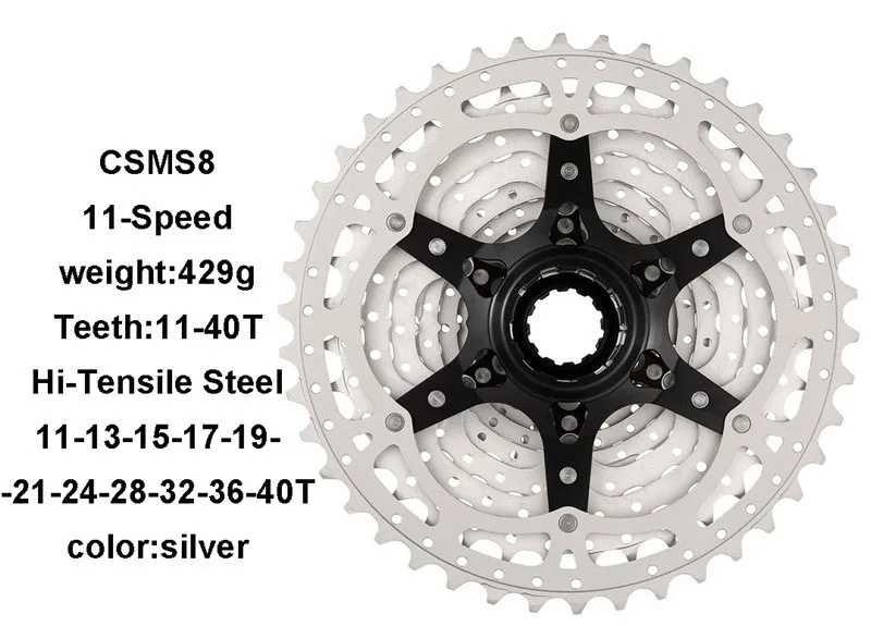 Sunracing CSMS8 велосипедная кассета 11 скоростей 11-40 T/11-42 T/11-46 T, 11S MTB велосипед свободного хода для SHIMANO SRAM - Цвет: S8 11-40T silver