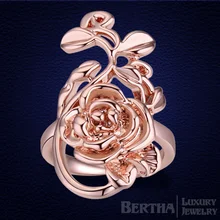 Women Rose Rings Crystal From Austria Gold Color Wedding Ring Anillos Mujer Christmas Gift