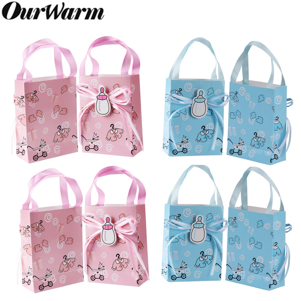 

OurWarm 12pcs Baby Shower Party Favor Nipple Candy Paper Gifts Box Bag Kids Christening Girls Birthday Party Home Decoration