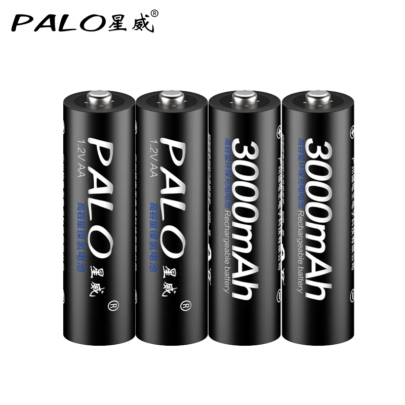 PALO 4 шт. настоящая емкость AA 2500mAh 1,2 V 3000MAH Ni-MH предварительно Заряженная аккумуляторная батарея AA 1300MAH 3A 1100MAH AAA Baterias